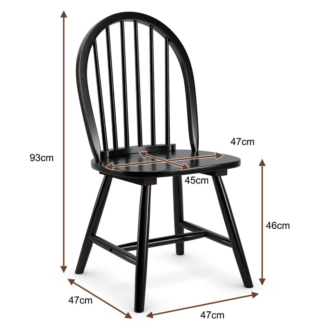 2 Piece Wooden Kitchen Dining chairs with High Spindle Back-Black