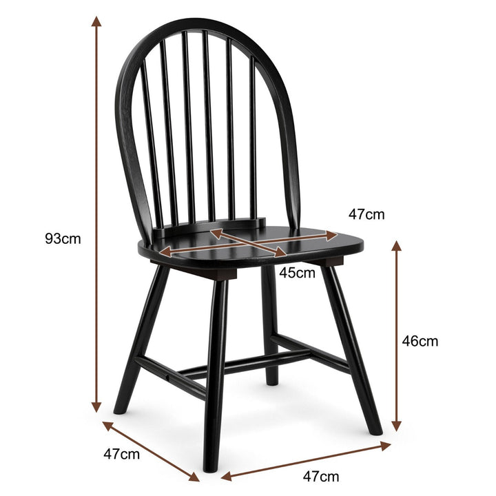 2 Piece Wooden Kitchen Dining chairs with High Spindle Back-Black