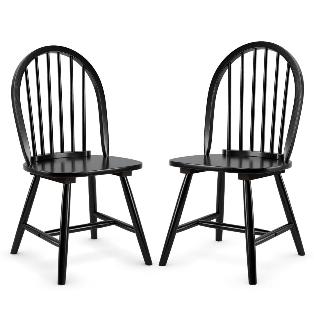 2 Piece Wooden Kitchen Dining chairs with High Spindle Back-Black