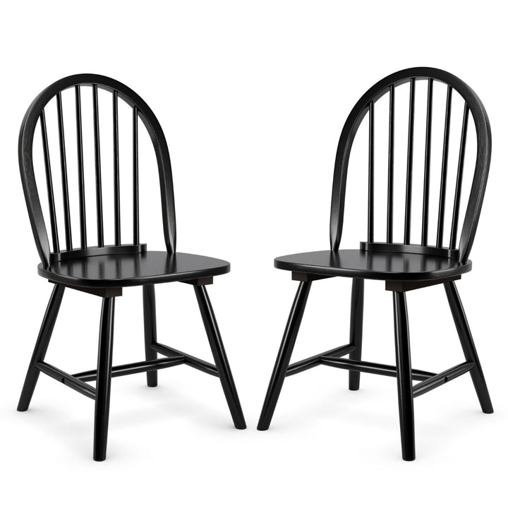 2 Piece Wooden Kitchen Dining chairs with High Spindle Back-Black