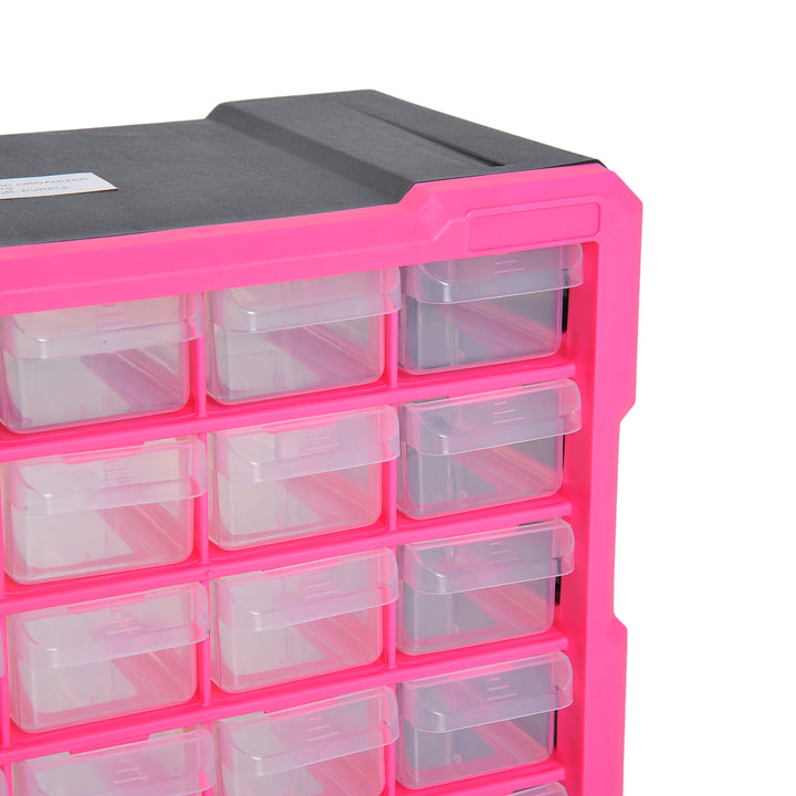 39 Drawer Storage Cabinets, 38Lx16Dx47.5H cm, Plastic-Rose Red