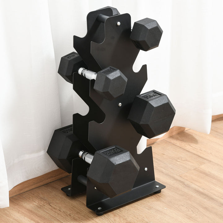 HOMCOM 15KG Single Rubber Hex Dumbbell Portable Hand Weights Dumbbell Home Gym Workout Fitness Hand Dumbbell