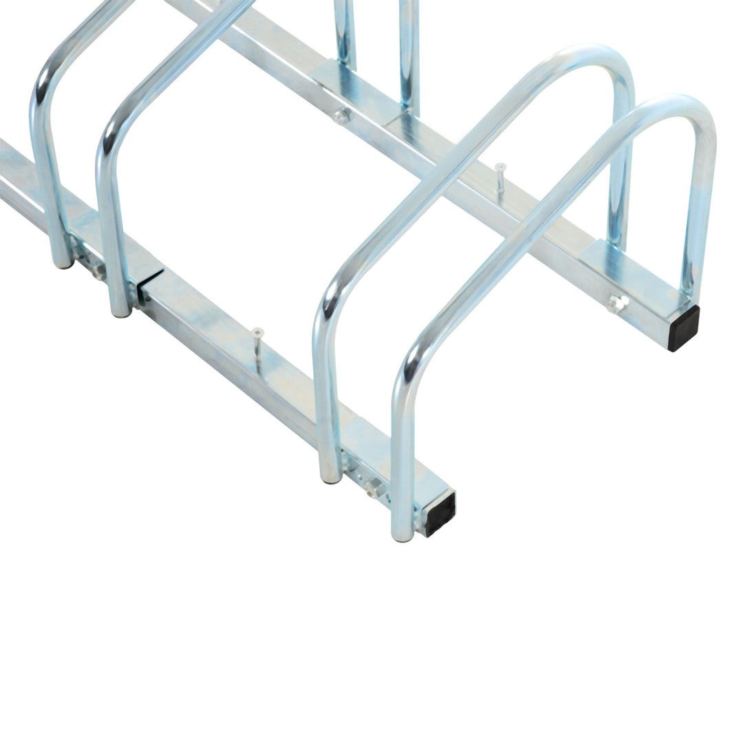 HOMCOM Bike Stand Parking Rack Floor or Wall Mount Bicycle Cycle Storage Locking Stand (5 Racks, Silver)
