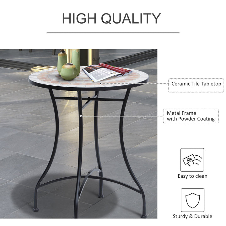 60cm Mosaic Round Bistro Table Side Bar Table Patio Garden Table Outdoor Balcony Furniture