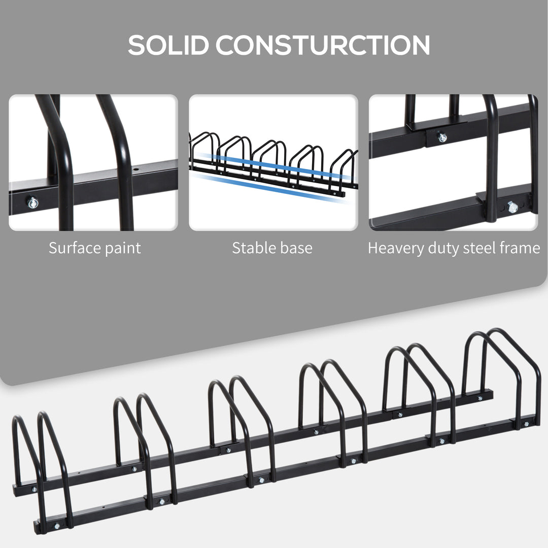 HOMCOM Bike Stand Parking Rack Floor or Wall Mount Bicycle Cycle Storage Locking Stand 179L x 33W x 27H (6 Racks, Black)