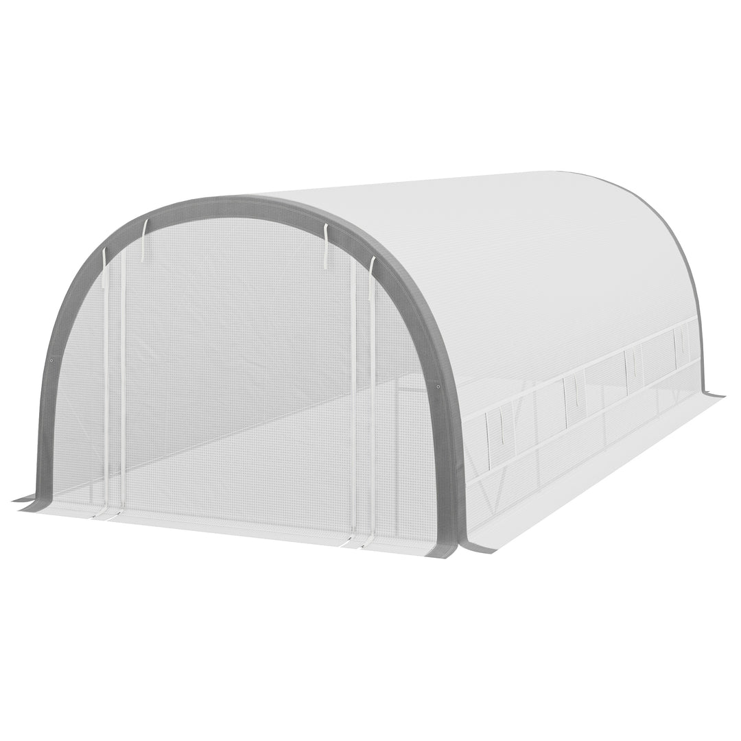 Polytunnel Greenhouse w/ Upgraded Structure, 15 Plant Labels-White