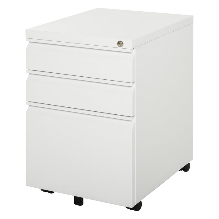 Vinsetto Metal Filing Cabinet 3 Drawer File Cabinet Lockable Mobile Vertical File Cabinet with Anti-tilt Design
