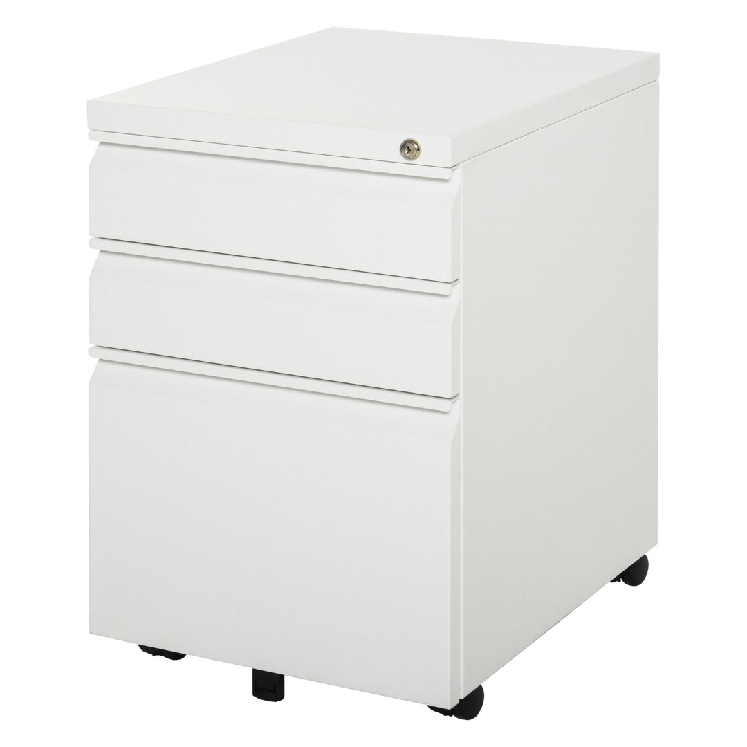 Vinsetto Metal Filing Cabinet 3 Drawer File Cabinet Lockable Mobile Vertical File Cabinet with Anti-tilt Design