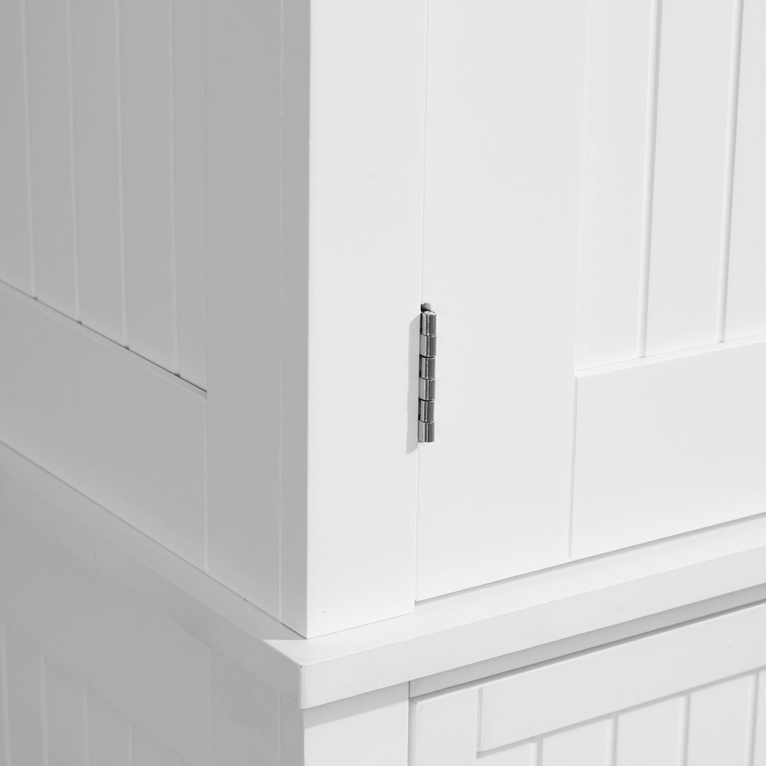 Traditional Kitchen Cupboard  Freestanding Storage Cabinet with Drawer, Doors and Adjustable Shelves, White