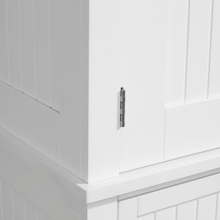 Traditional Kitchen Cupboard  Freestanding Storage Cabinet with Drawer, Doors and Adjustable Shelves, White