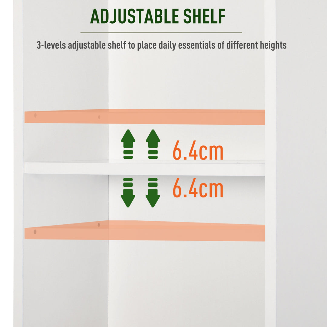 Freestanding Tallboy Bathroom Storage Cabinet w/ 6 Shelves Cupboard Tower Organisation Home Bathroom Furniture White