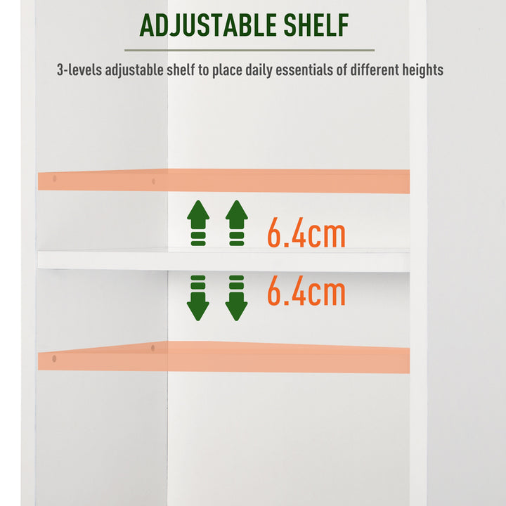 Freestanding Tallboy Bathroom Storage Cabinet w/ 6 Shelves Cupboard Tower Organisation Home Bathroom Furniture White