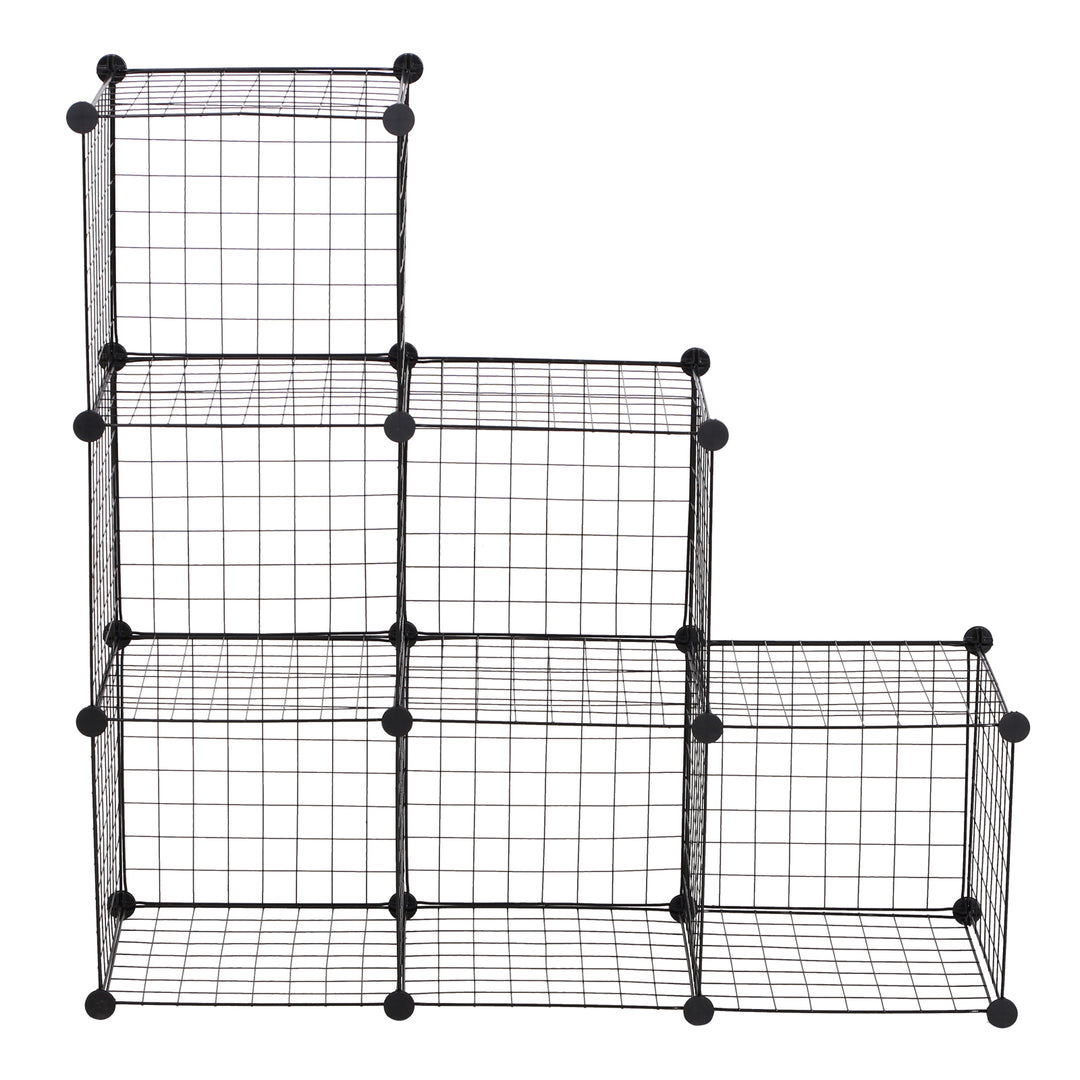 6 Cube Metal Wire Rack Interlocking Storage Cabinet Display Shelves Black