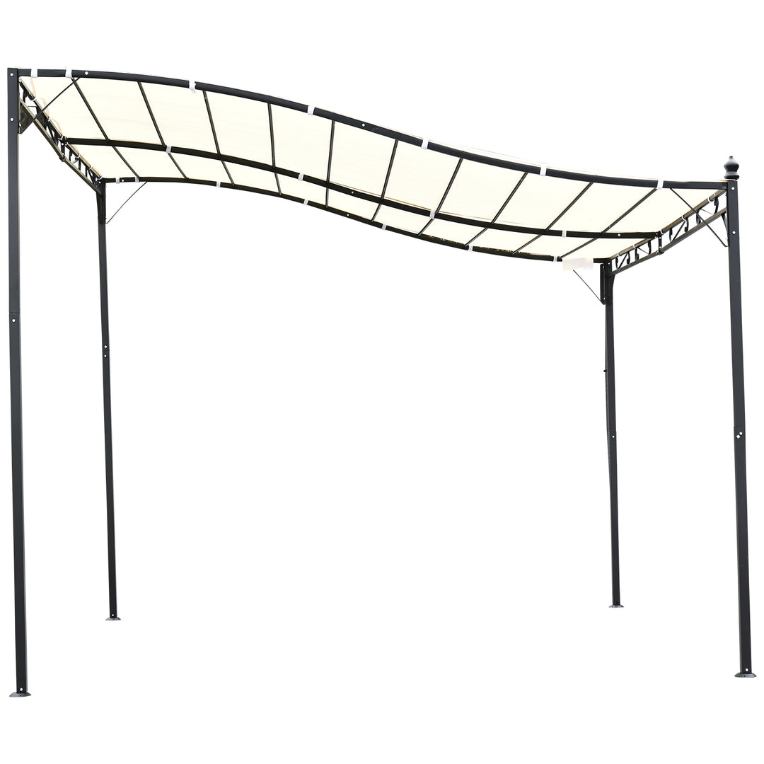 Elegant Pergola Gazebo Metal Frame Elegant Scrolling Weather-Resistant Canopy Sun Rain Shade Garden Outdoor Shelter 3x3(m), Cream White