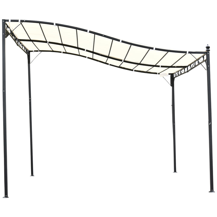 Elegant Pergola Gazebo Metal Frame Elegant Scrolling Weather-Resistant Canopy Sun Rain Shade Garden Outdoor Shelter 3x3(m), Cream White
