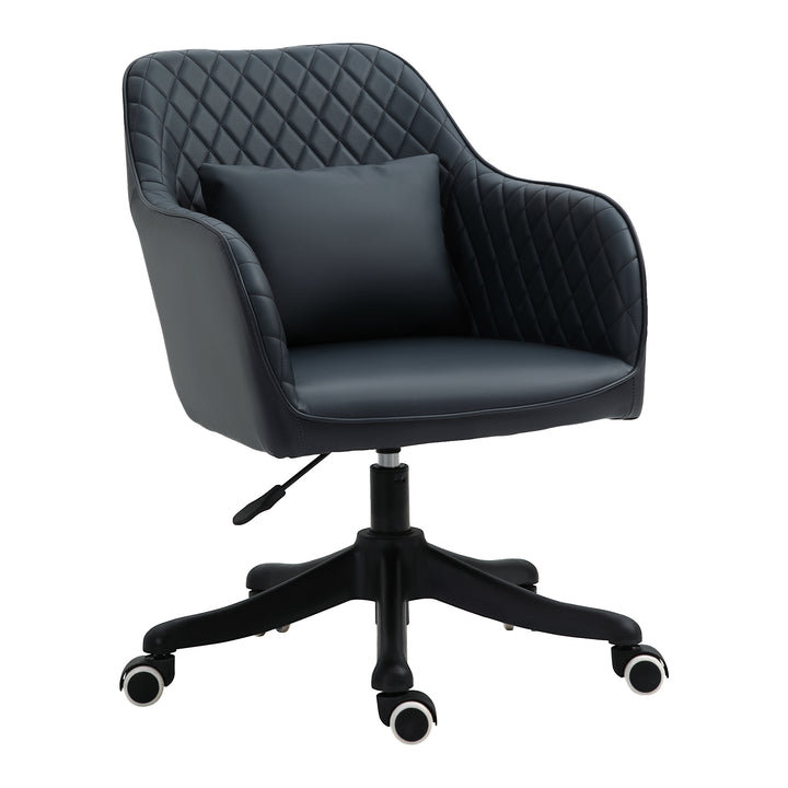 Vinsetto PU Leather Office Chair with Rechargeable Electric Vibration Massage Lumbar Pillow, Wheels, Blue