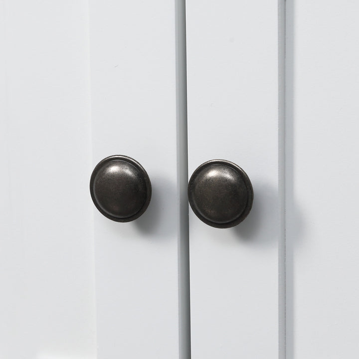 Pedestal Under Sink Cabinet with Double Doors, Modern Bathroom Vanity Storage Unit with Shelves, White