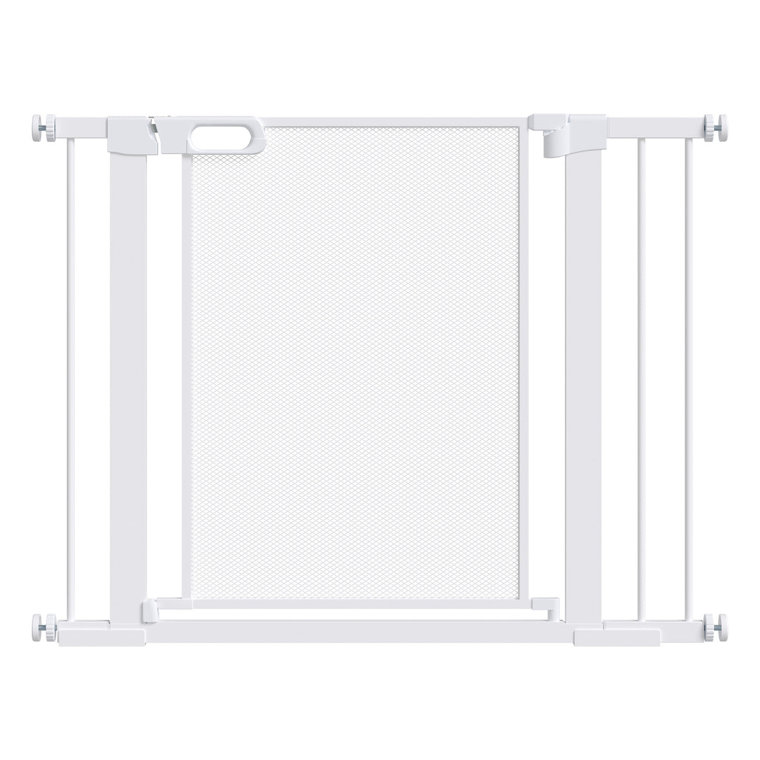 PawHut Pressure Fit Safety Gate for Doorways and Staircases, Dog Gate w/ Auto Closing Door, Pet Barrier for Hallways w/ Double Locking - White