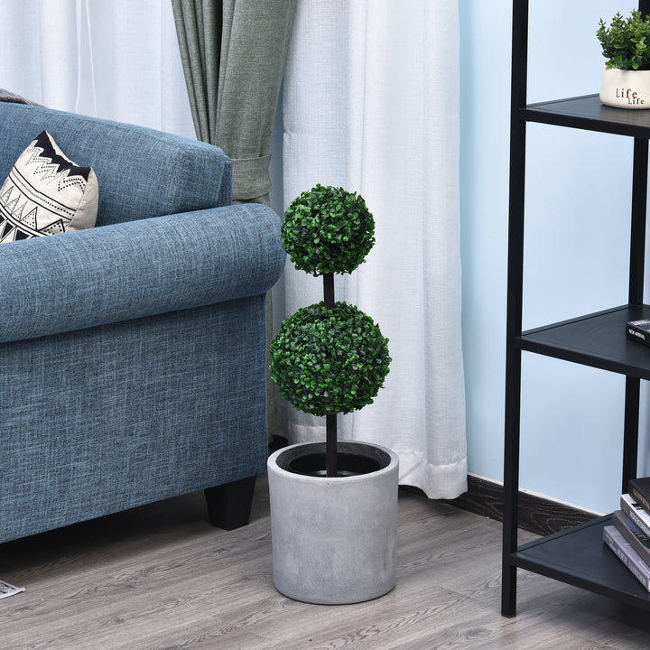 Set of 2 Artificial Boxwood Ball Topiary Trees Potted Decorative Plant Outdoor and Indoor DŽcor (67cm)