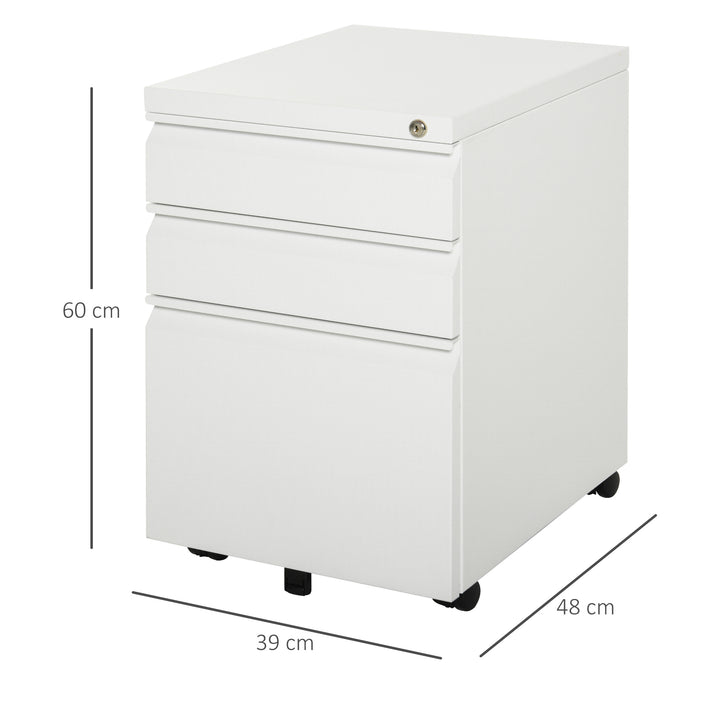 Vinsetto Metal Filing Cabinet 3 Drawer File Cabinet Lockable Mobile Vertical File Cabinet with Anti-tilt Design