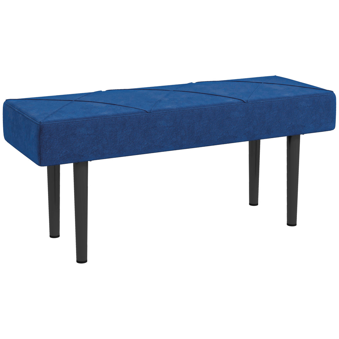 End of Bed Bench with X-Shape Design and Steel Legs, Upholstered Hallway Bench for Bedroom, Blue