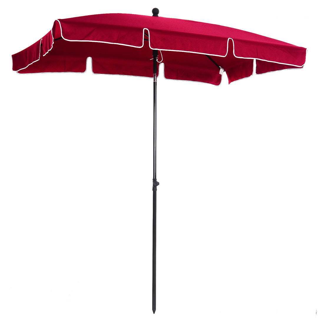 Red Rectangular Garden Parasol Aluminium Sun Umbrella Patio Garden Tilt 2M x 1.25M