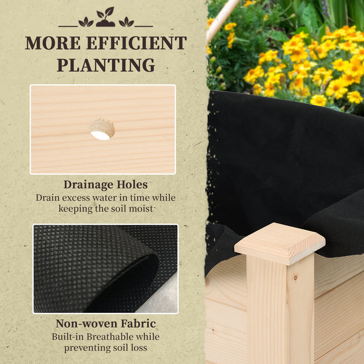 Outsunny Garden Wooden Planters, Rectangular Raised Bed, Fir Wood,Indoor/Outdoor, Planter Vegetable Herb Holder Display, Oak Tone,86L x 46W x 76Hcm
