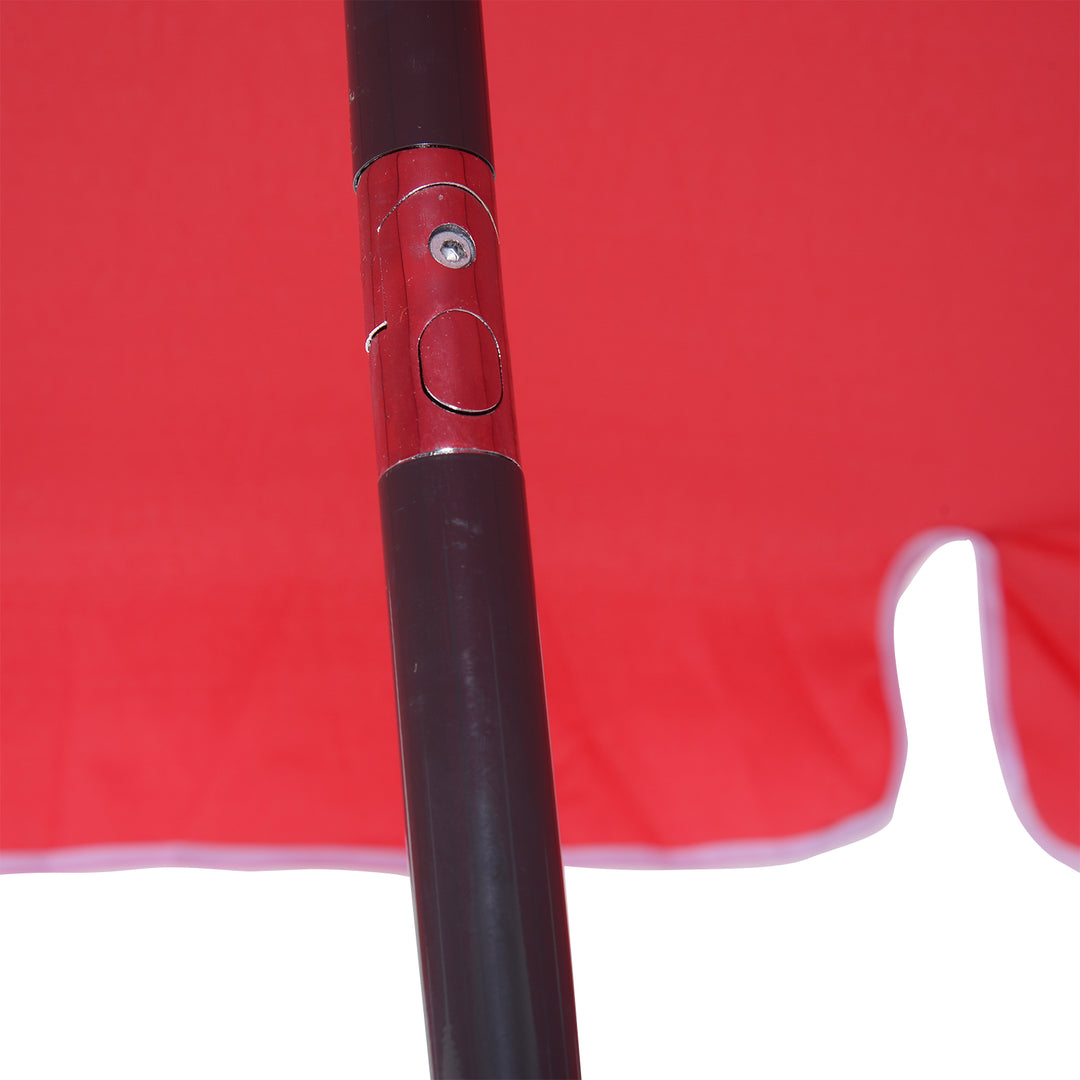 Red Rectangular Garden Parasol Aluminium Sun Umbrella Patio Garden Tilt 2M x 1.25M