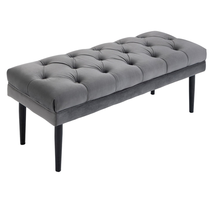 Entryway Bench, Bed End Bench, Button Tufted Window, Bedroom, Hallway, Grey