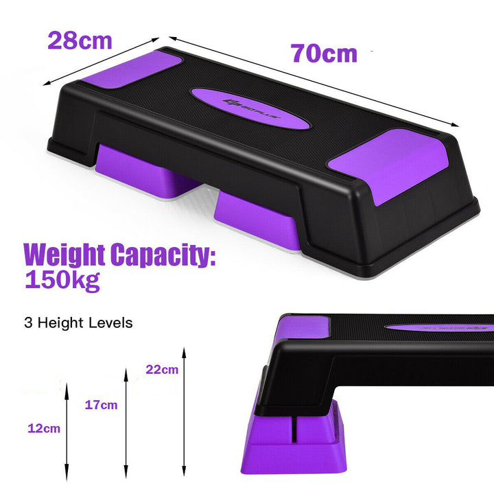 Aerobic Exercise Step with Risers for Home and Gym-Purple