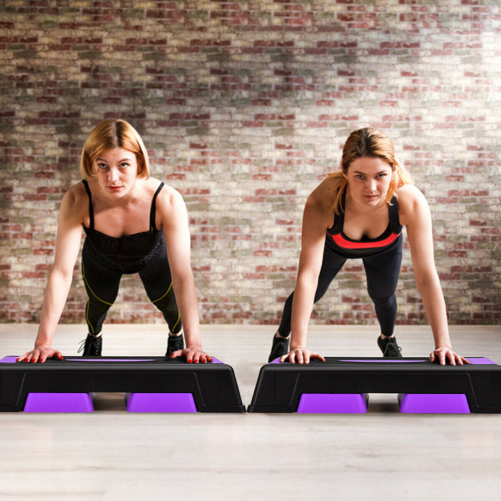Aerobic Exercise Step with Risers for Home and Gym-Purple