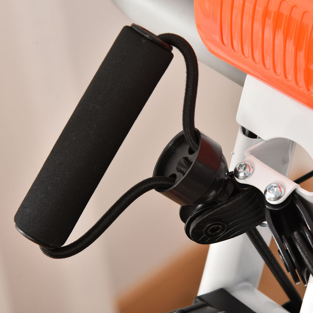 HOMCOM 2-in-1 Upright  Exercise Bike Stationary Foldable Magnetic Recumbent Cycling with Arm Resistance Bands Orange