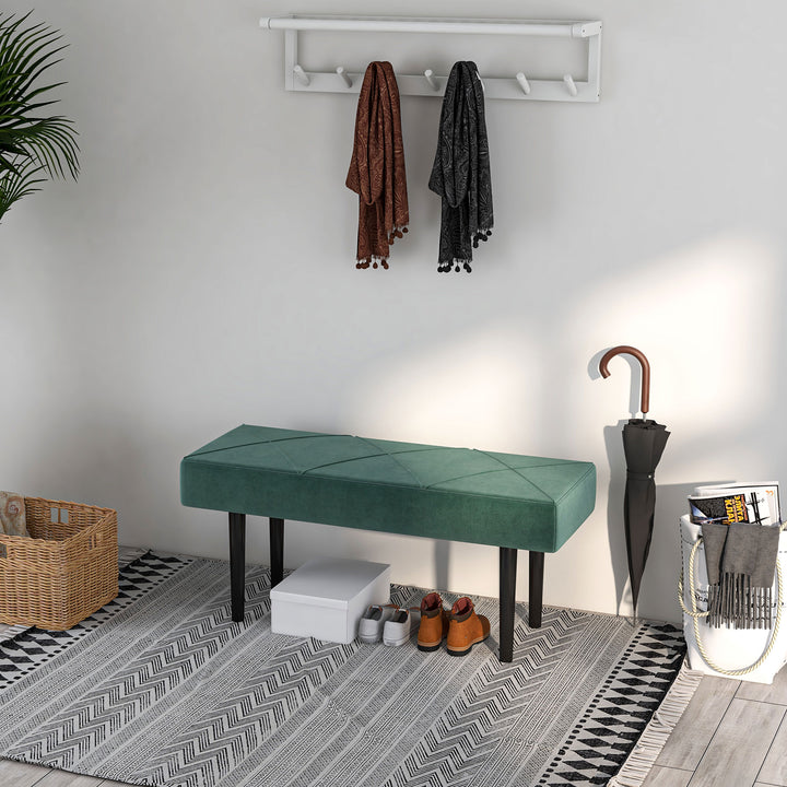 End of Bed Bench with X-Shape Design and Steel Legs, Upholstered Hallway Bench for Bedroom, Green