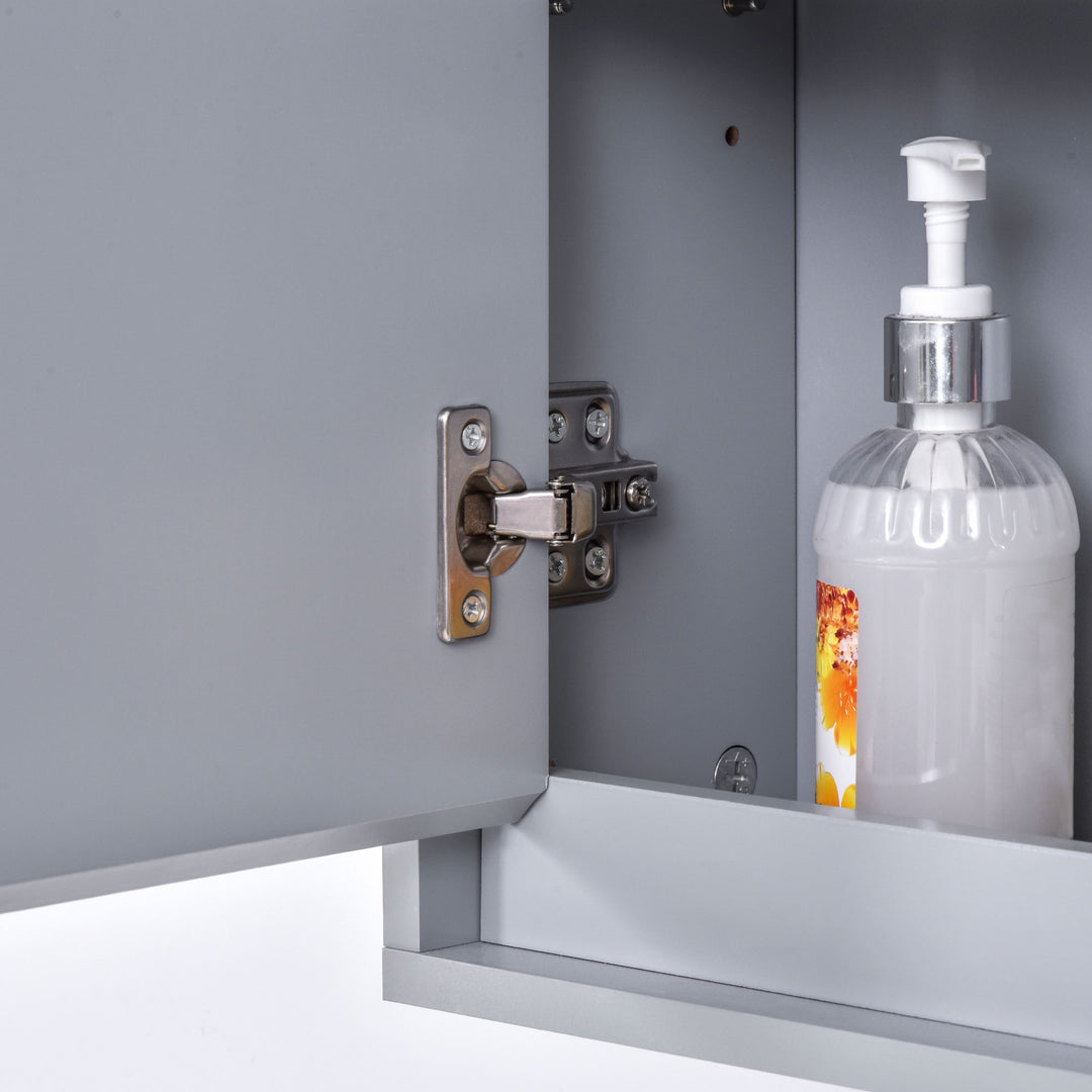 Bathroom Mirror Cabinet Wall Mounted Storage Shelf Bathroom Cupboard Double Door - 48L x 14.5W x 45H cm