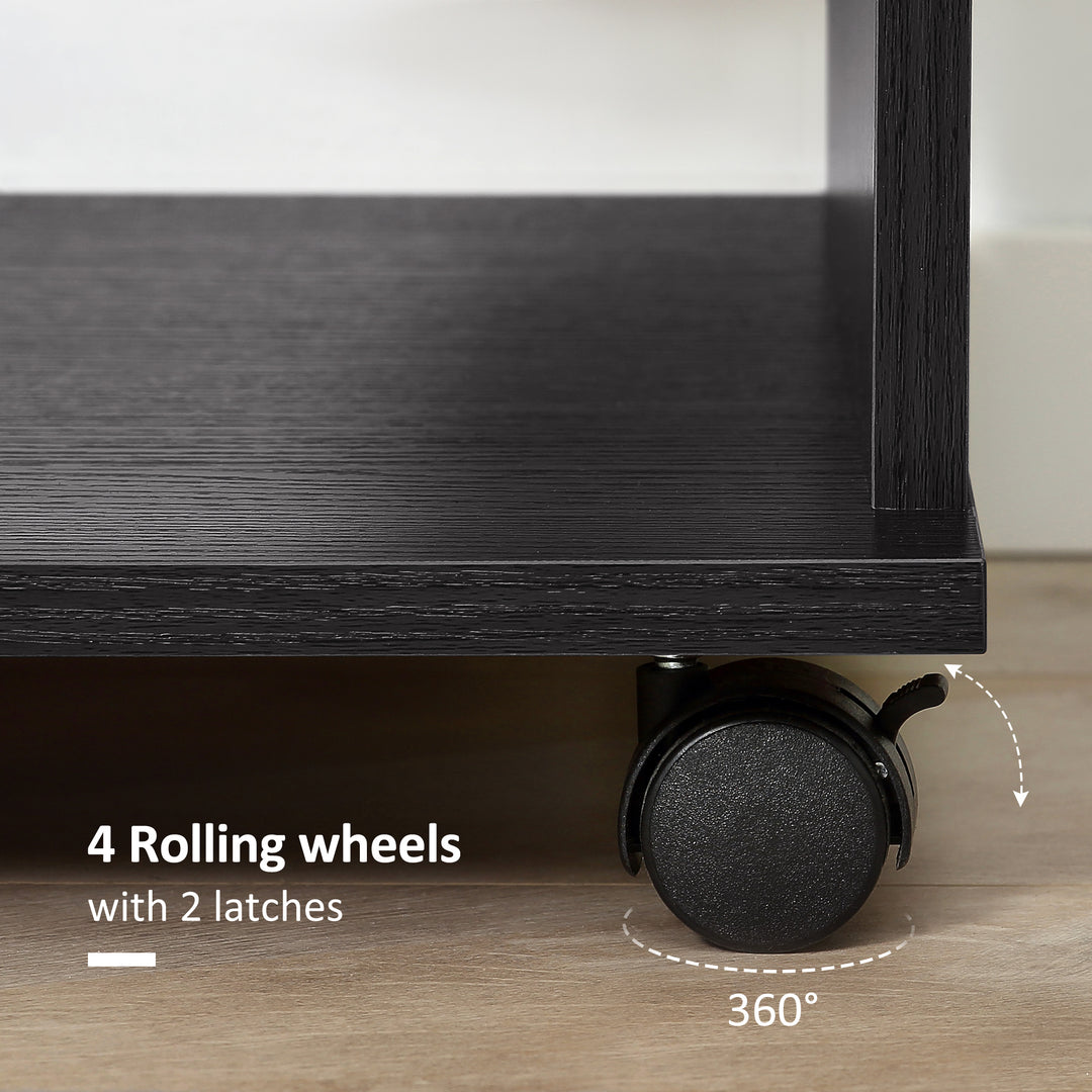 Open Wardrobe with Hanging Rail and Storage Shelves w/Wheels Bedroom- Black