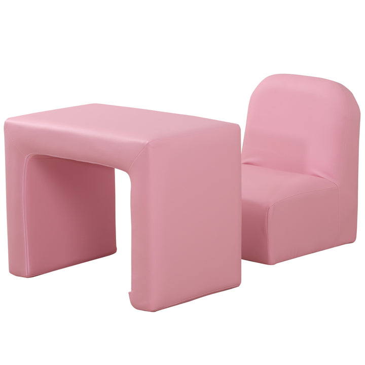 2 In 1 Toddler Sofa Chair,  48 x 44 x 41 cm, for Game Relax Playroom, Pink