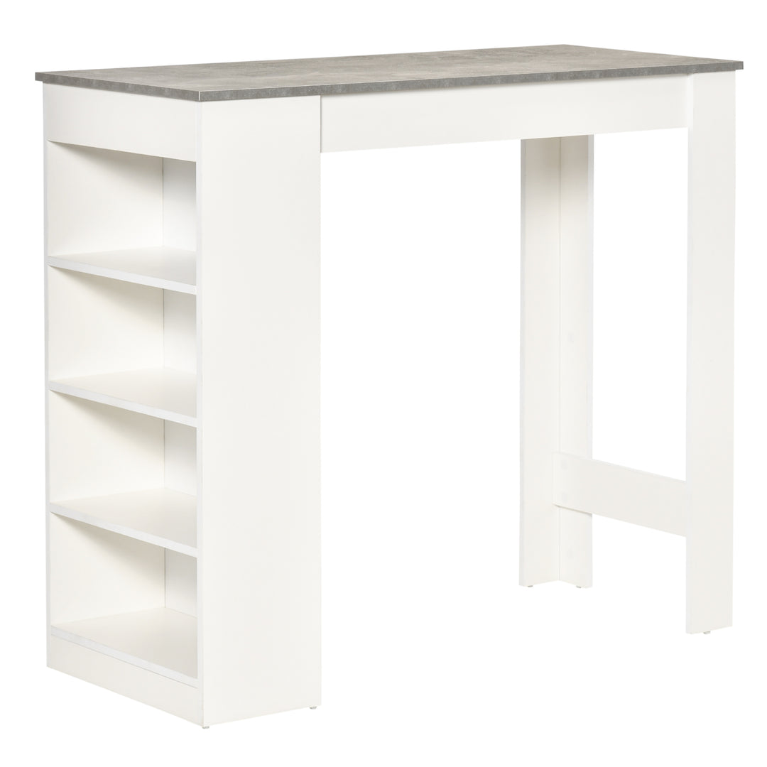 Bar Table Coffee Table Kitchen Dining Table with 4-Tier Storage Shelf for Kitchen, Dining Room, Living Room, Grey