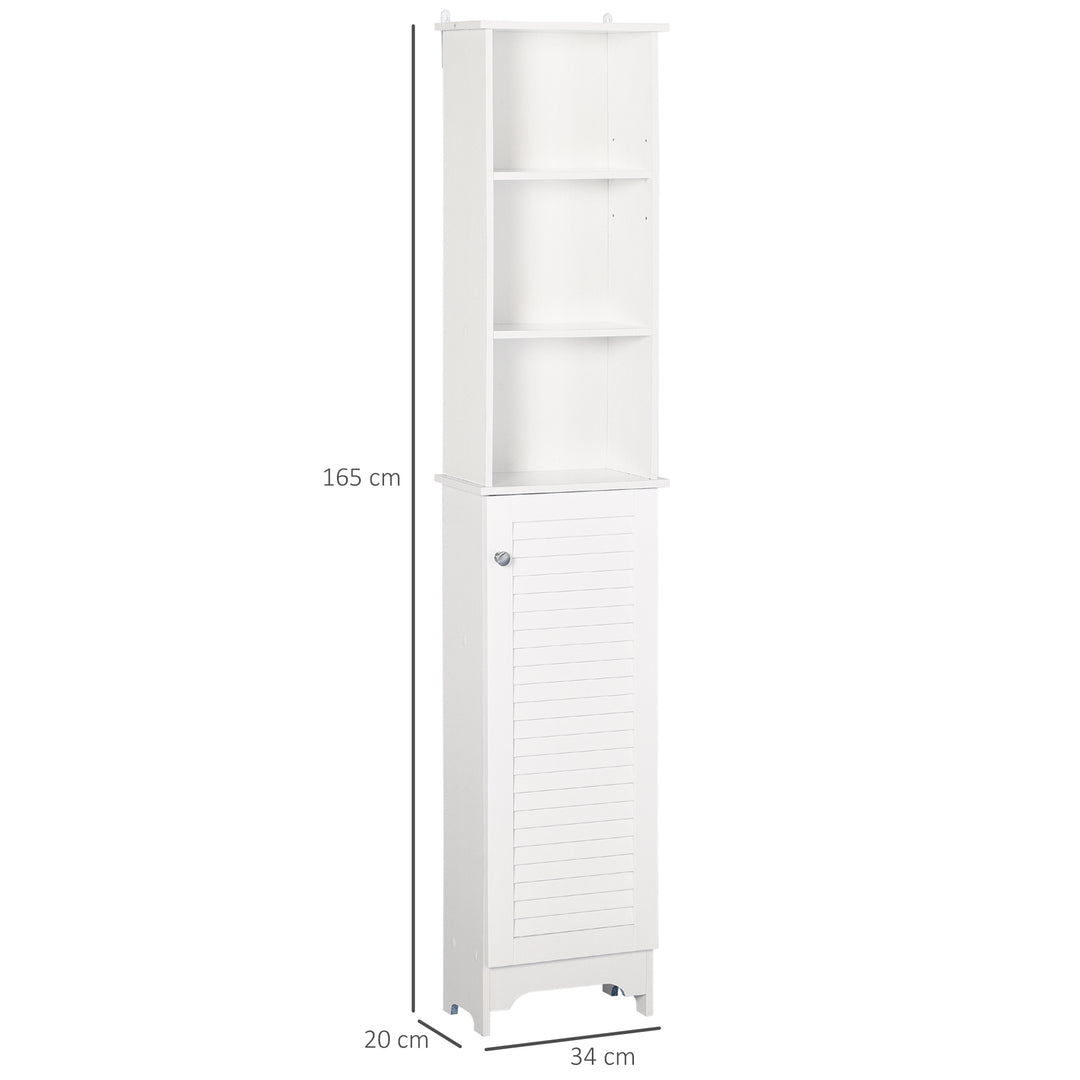 Freestanding Tallboy Bathroom Storage Cabinet w/ 6 Shelves Cupboard Tower Organisation Home Bathroom Furniture White