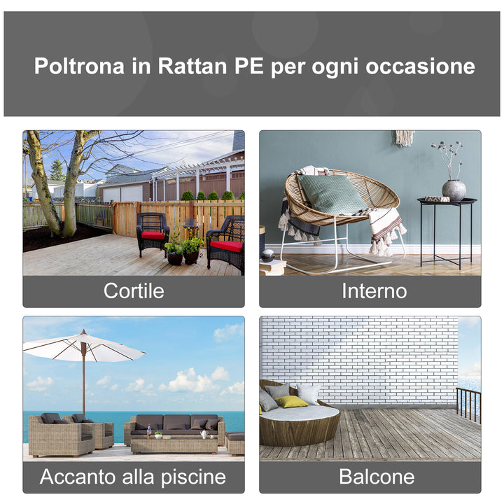 Outdoor Indoor Rattan Egg Chair Wicker Weave Teardrop Chair with Cushion Grey