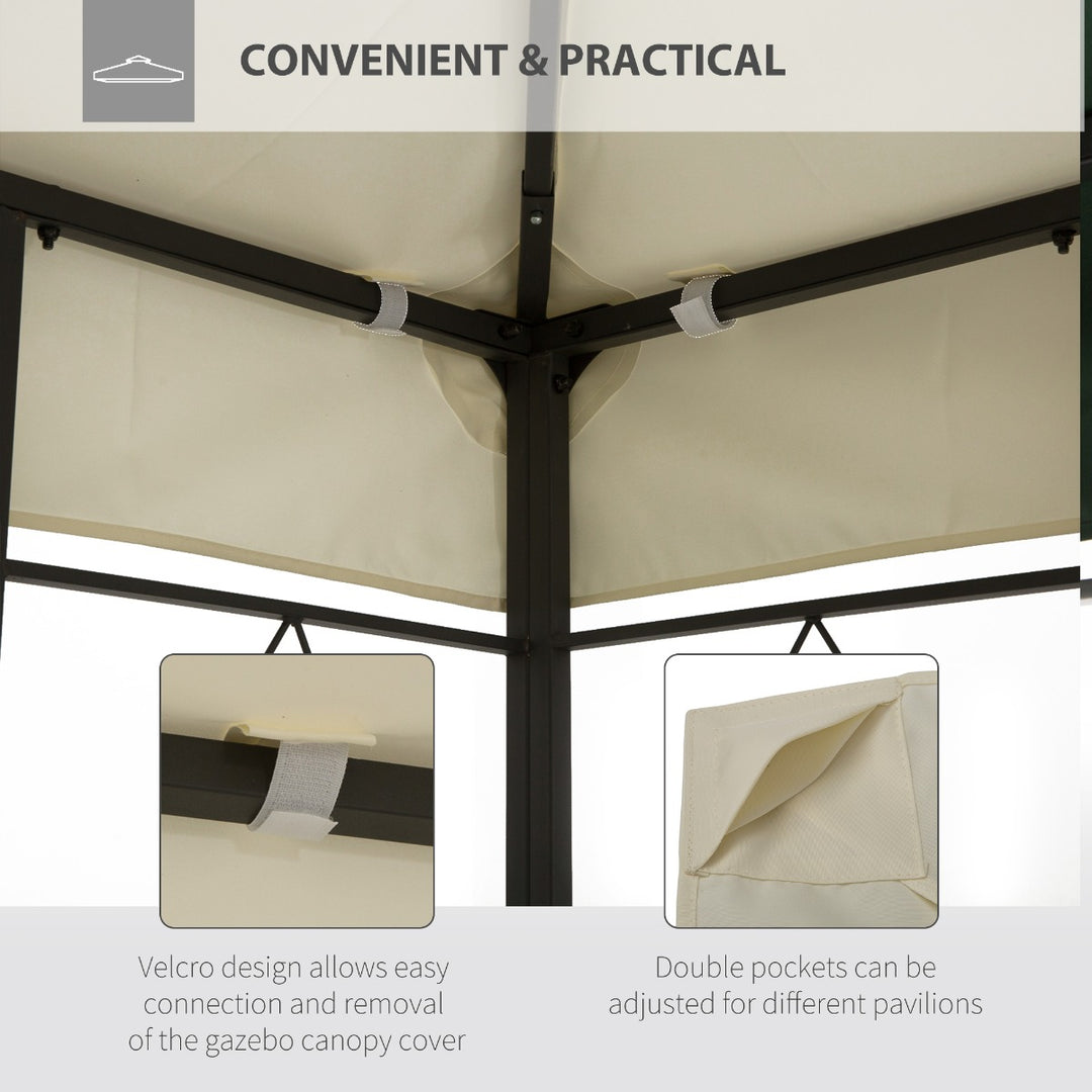 Outsunny 3x4m Gazebo Replacement Roof Canopy 2 Tier Top UV Cover Garden Patio Outdoor Sun Awning Shelters Cream (TOP ONLY)