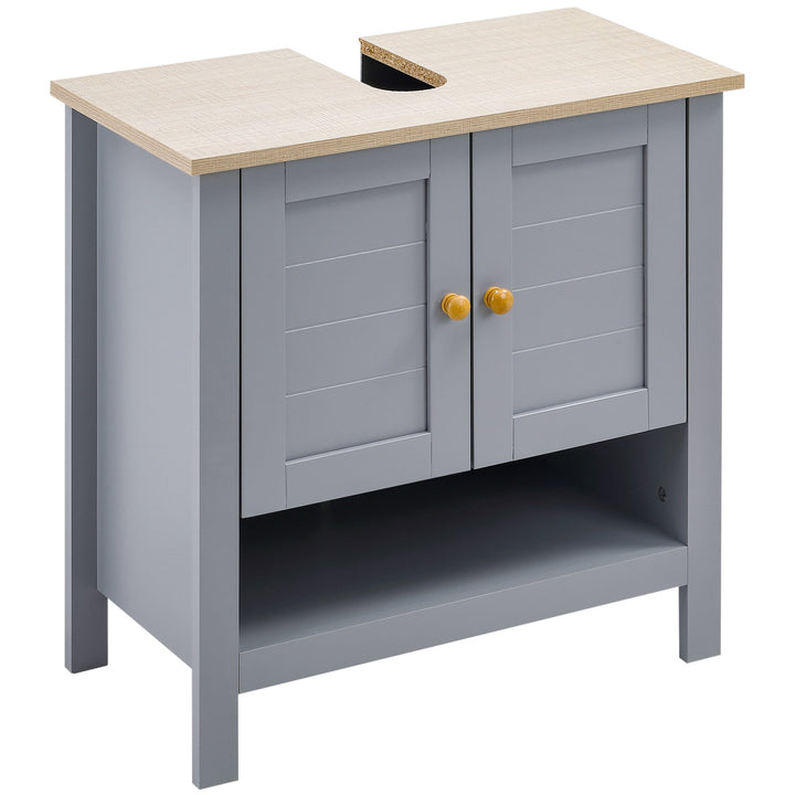 Under Sink Cabinet, Bathroom Vanity Unit, Pedestal Under Sink Design, Storage Cupboard with Adjustable Shelf, Grey