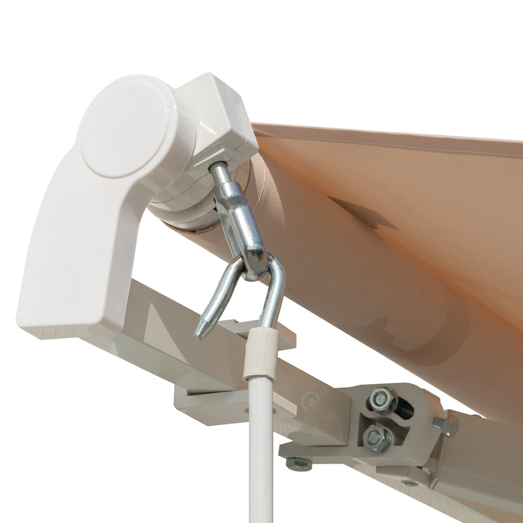 4x2.5m Retractable Manual Awning Window Door Sun Shade Canopy with Fittings and Crank Handle Beige