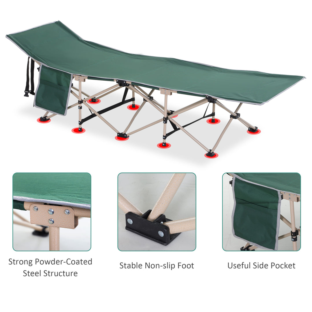 Single Person Camping Folding Cot Outdoor Patio Portable Military Sleeping Bed Travel Guest Leisure Fishing with Carry Bag, Green
