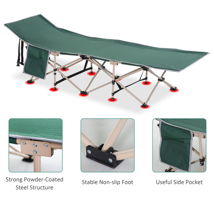 Single Person Camping Folding Cot Outdoor Patio Portable Military Sleeping Bed Travel Guest Leisure Fishing with Carry Bag, Green