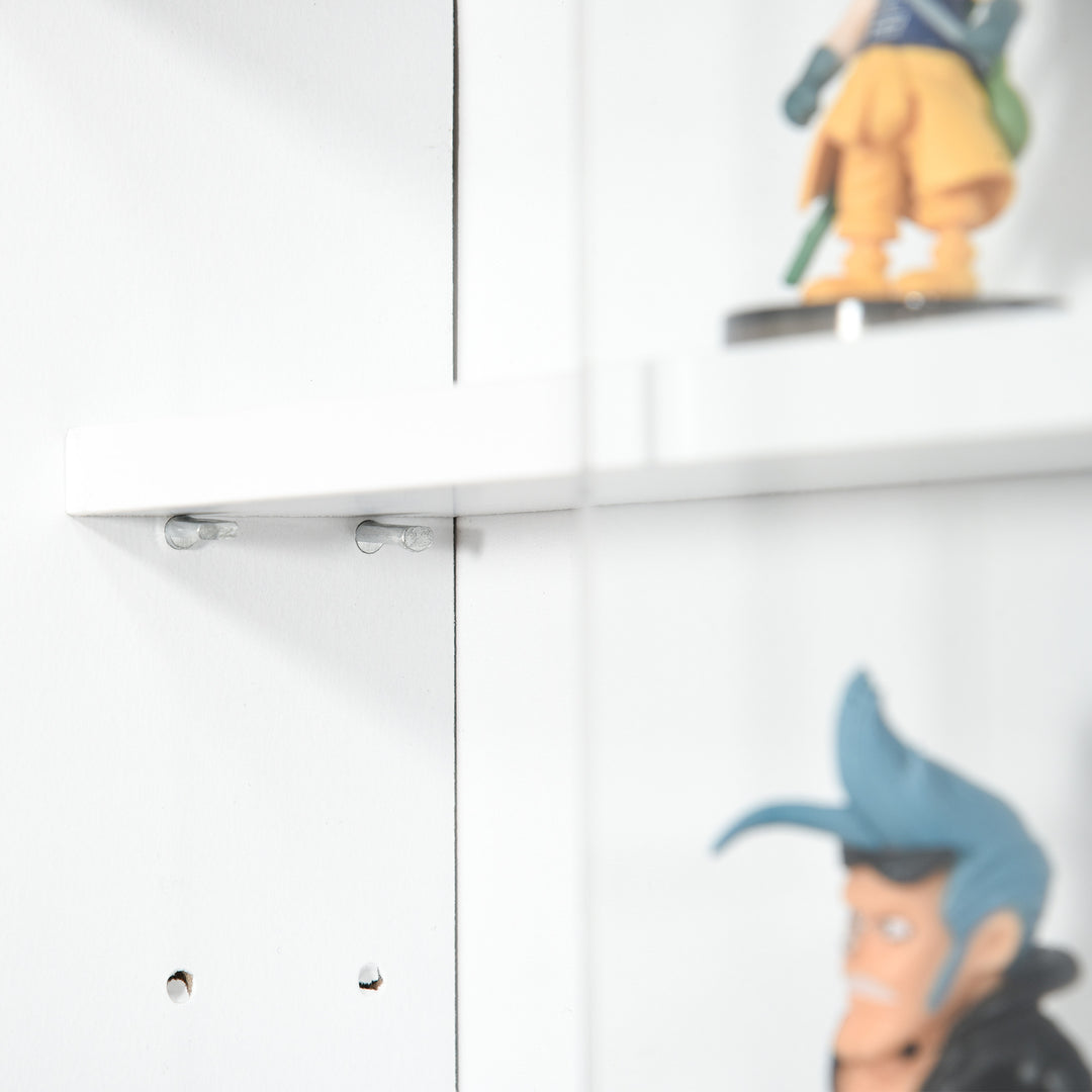 5-Tier Wall Display Shelf Unit Cabinet w/ 4 Adjustable Shelves Glass Doors Home Office Ornaments 60x80cm White