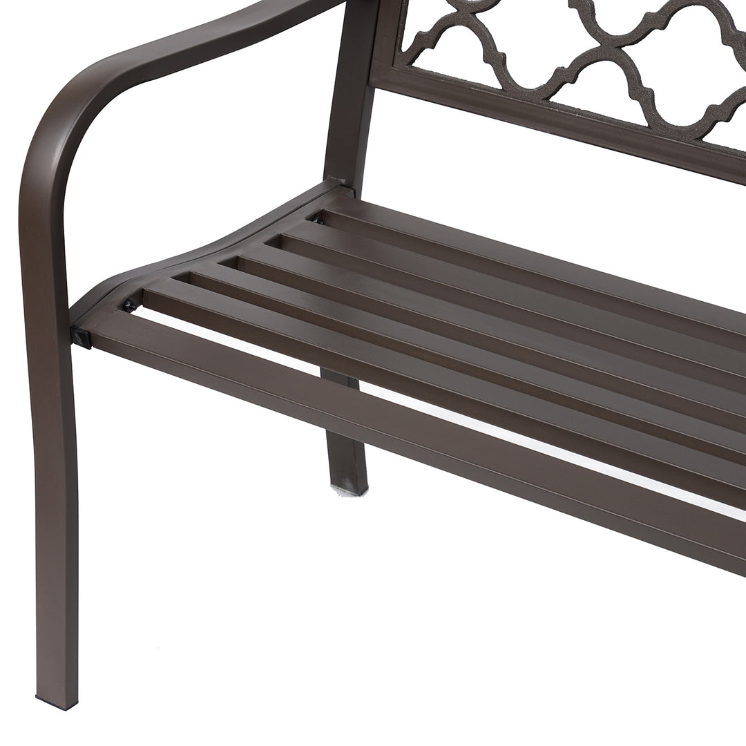 Outdoor Garden Bench Antique Style Cast Iron 2 Seater Patio Porch Park Loveseat Chair Seater - Brown