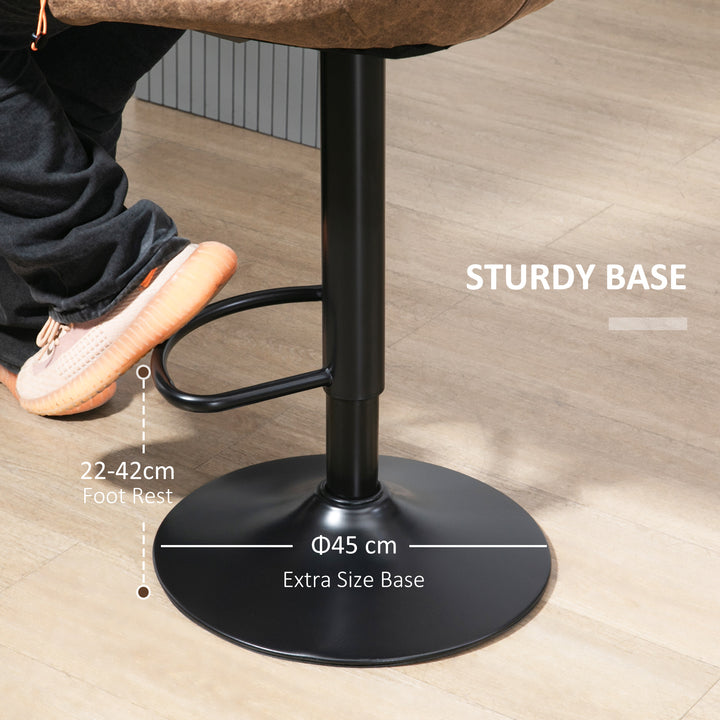 HOMCOM Set of 2 Bar stools With Backs,retro-look , faux leather, Adjustable Breakfast Dining Stools with Backrest, Footrest, Brown