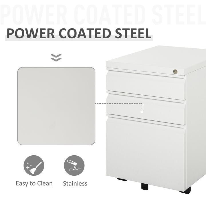 Vinsetto Metal Filing Cabinet 3 Drawer File Cabinet Lockable Mobile Vertical File Cabinet with Anti-tilt Design