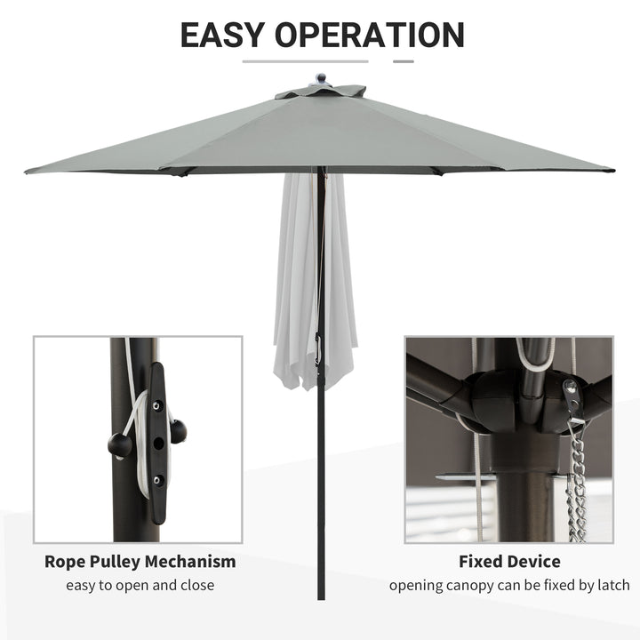Outsunny 2.8m Patio Parasols Umbrellas Outdoor 6 Ribs Sunshade Canopy Manual Push Garden Backyard Furniture, Dark Grey