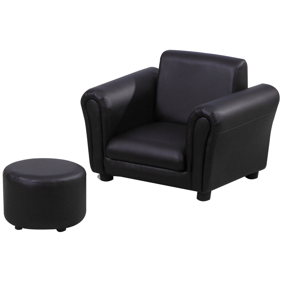Toddler Chair Single Seater Kids Sofa Set, Kids Sofa with Stool, Black